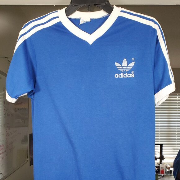 MENS BLUE ADIDAS SHIRT LARGE - Picture 1 of 5